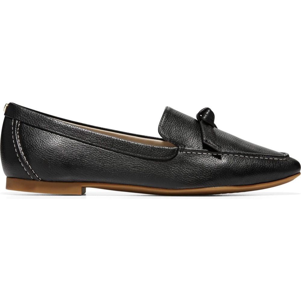 Cole Haan Caddie Bow Loafer Black Leather Flats - Picture 3 of 14